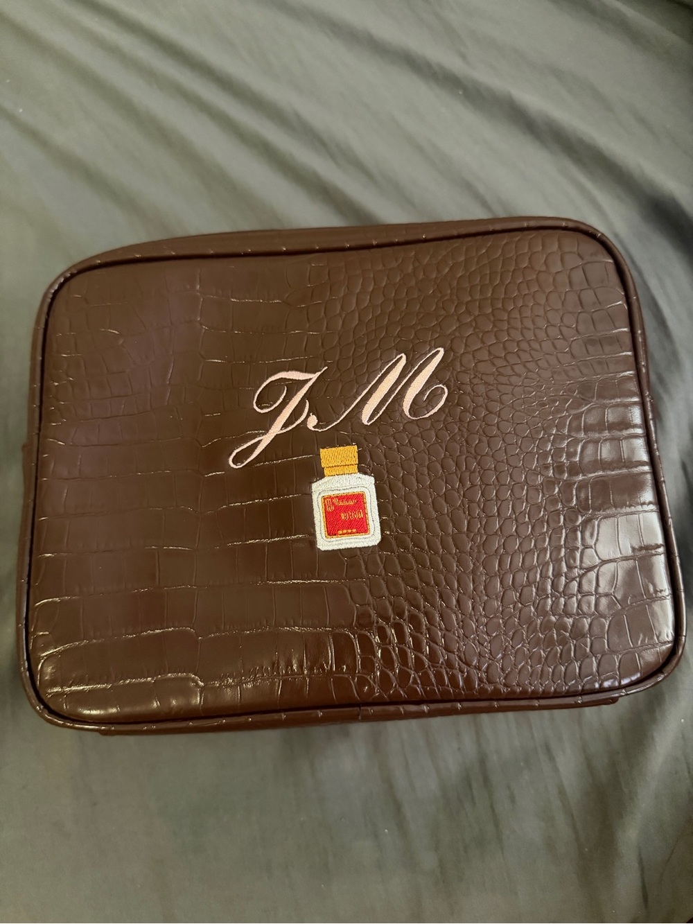 Abbode Burgundy Croc Makeup/Toiletry Bag